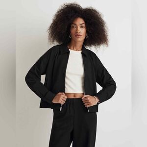 Madewell Jacket Womens XL‎ Black Ponte Oversized Trucker Full Zip NO166